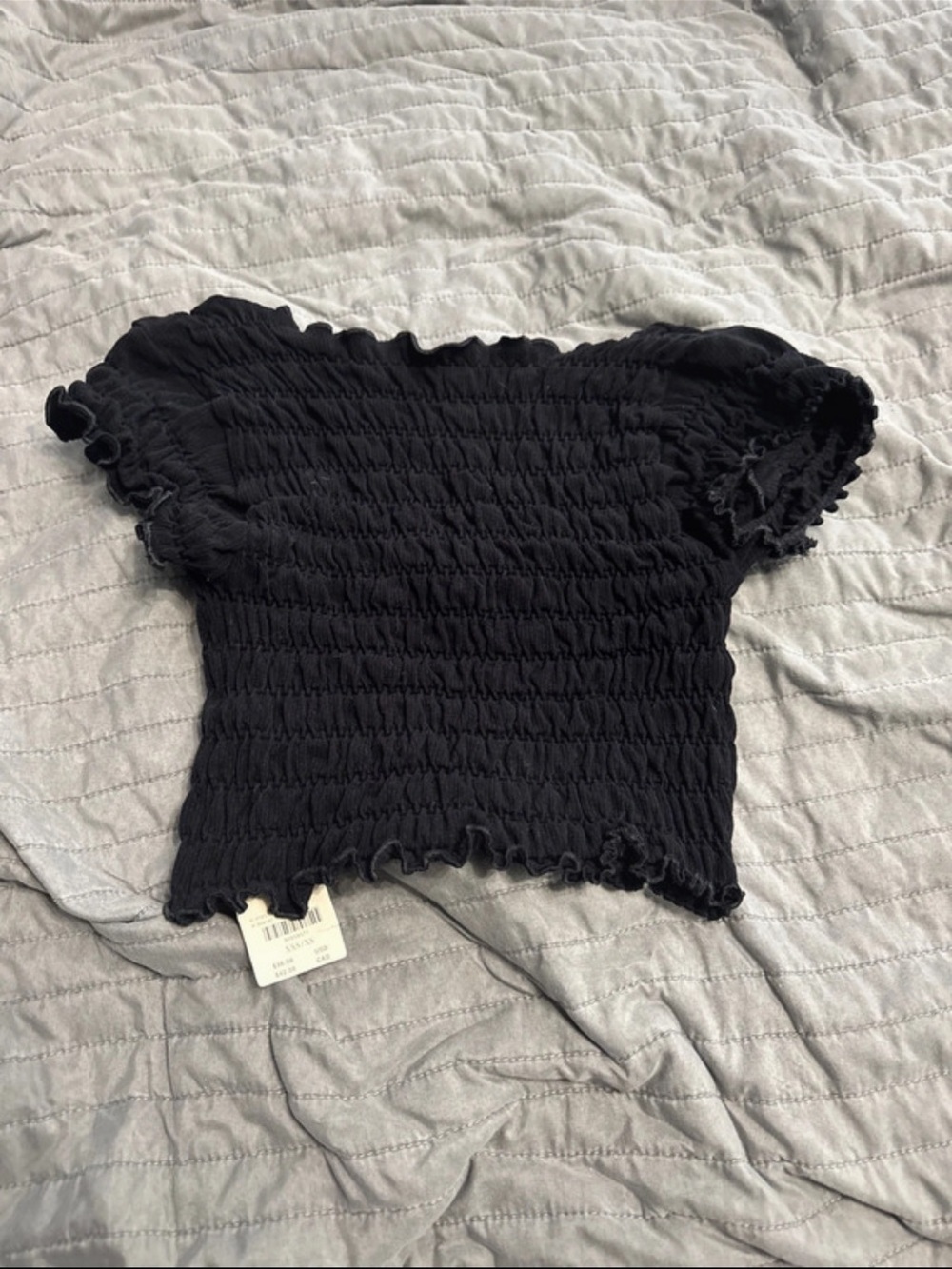 NWT Anthropologie Smocked Black Women's Short Sleeve Top